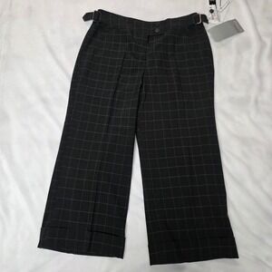 Larry Levine Petite Career Capri Pants Black Plaid Size 8P NWT, Read
